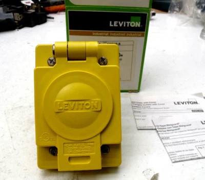 Leviton 97W10-S 20A GRADO INDUSTRIAL Conexión a tierra, Wetguard 20 Amp/125V - 10A/250V Foto 1 de 3