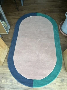 Habitat Home Studio Oval Flatweave PURE Wool Rug - 100cm x 170cm - New - Picture 1 of 7