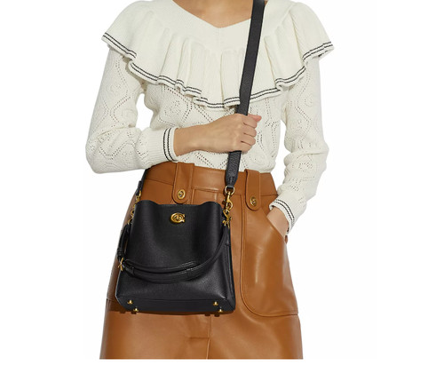 BORSA COACH SECCHIELLO IN PELLE DI SALICE colorblock colore nero raro da trovare