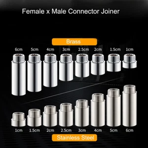 1/2" Female x Male Thread Extend Coupler Connector Joiner Pipe Fittings Adapter - Picture 1 of 24
