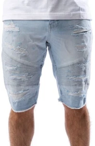 JORDAN CRAIG [J3177S-ICBLU] DENIM PIKE CUT OFF MOTO SHORTS - Picture 1 of 4