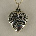 Sterling Silver HEART Charm for Bracelet SCROLL Necklace Pendant VINTAGE New OLD