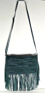 NWOT Elliott Lucca Melaya Bali '89 Crossbody Fringed Teal Leather/Clutch Bag - Picture 1 of 11