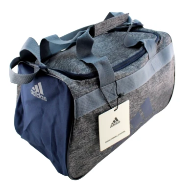 New ADIDAS Diablo II Onix Gray / Navy Blue 18" x 10" x 11" Small Duffle Gym Bag - Image 1 of 4