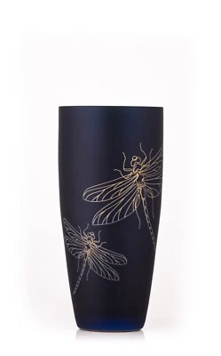 Vase Meadow Koboltblau matt Goldmetallic Kristallglas 250 mm - Bild 1 von 2