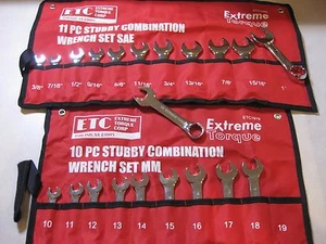 Special: 2 Stubby Short Combination Wrench Sets SAE & Metric ETC Extreme Torque - Picture 1 of 1