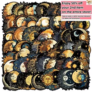 50 pegatinas de vinilo impermeables diosas nórdicas del sol y la luna equipaje teléfono computadora portátil - Imagen 1 de 10
