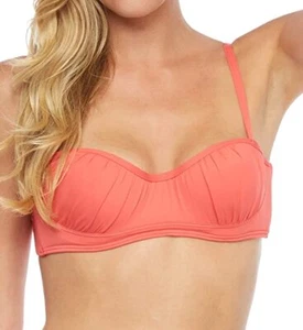 Coco Rave CORAL Solid Bustier Bikini Swim Top, US Medium/Large - Picture 1 of 3