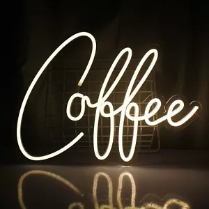 Coffee Neon Light Sign Cafe LED Signs Letters Neon Lights Room Decor Warm White - Picture 1 of 9