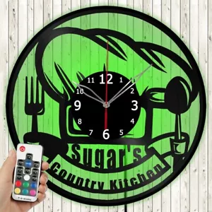 LED Licht Vinyl Wanduhr Sugar's Country Küche Licht Kunst Zuhause - Bild 1 von 12