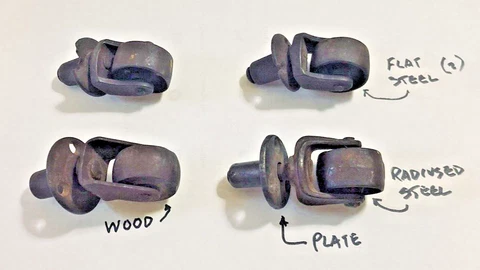 2 pr. Antique Metal and Wood Furniture Casters w/ Sleeves 2 plate 2 socket Cover