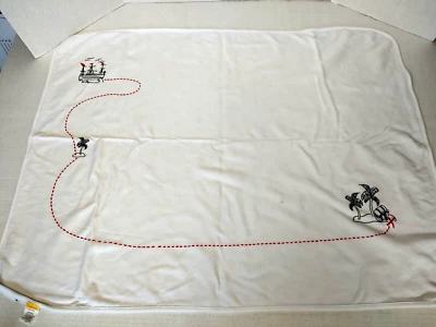 Vintage Gymboree 2004 Pirate Island Map Treasure Chest Baby Blanket White/Black - Image 1 of 4