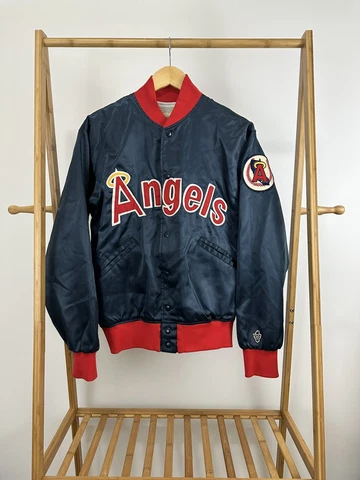 VTG 80s California Angels MLB Felco Satin Bomber Varsity Jacket Size M Cover