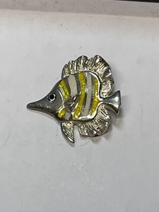 Kabana Sterling Silber Emaille Sea Life tropische Fische Anhänger gelb - Bild 1 von 2