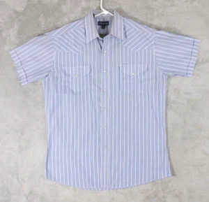 Panhandle Slim Shirt Western Men's XL Snap Button Up Short Sleeve Blue Striped - Picture 1 of 13