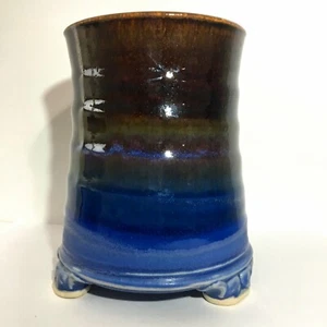 Beautiful MARTIN HOMER STUDIO Stoneware Pottery Brown/Blue Ombre' - Makers Mark - Picture 1 of 8
