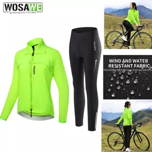 WOSAWE Damen Fahrrad Wind Jacke Langarm Mantel Gel Tights Rennrad Bekleidung - Bild 1 von 20