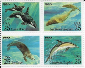 US Scott 2508-11, 1990, Creatures of The Sea, Block of 4, OG, NH - Picture 1 of 1
