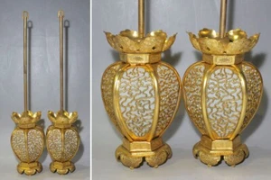 [Y] Japanische buddhistische Altar Hängelaterne "TSURI-TORO" vergoldet 1 Paar NR - Bild 1 von 8