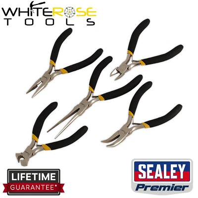 Sealey Mini Pliers Set 5pc Ni-Fe Finish Premier Non-Slip Grip Spring Loaded - Image 1 of 2