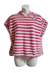 Hatley Pink Striped Swim Suit Cover Up Top Poncho Shirt Girl's Sz 8 Terry Cloth - Picture 1 of 6