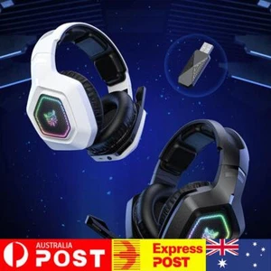 Wireless Gaming Headset 2.4GHz/BT 5.3/Wired Gaming Headphones with Mic RGB Light - Picture 1 of 18