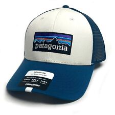 Patagonia Mens P-6 Logo LoPro Trucker Hat - White w/Wavy Blue