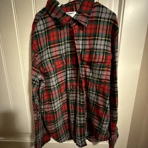 Old Navy Boys' Long Sleeve Shirt Large (10-12), Red/Green Plaid, Button-Down - Picture 1 of 2