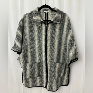 Ro & De Gray Striped Wool Blend Zip Up Poncho Womens Size Large - Picture 1 of 5