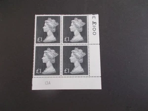 GB QEII 1970 £1 Machin High Value Plate Block of 4 Plate 13A Contractor's Paper - Picture 1 of 1