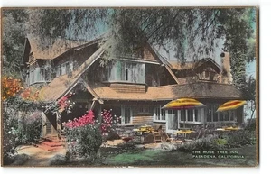 ROSE TREE INN antike Postkarte PASADENA, CA Fred Martin handkoloriert Los Angeles - Bild 1 von 2