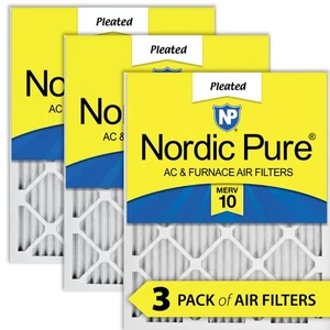 16x25x1 (15_1/2x24_1/2) Pleated MERV 10 Air Filters 3 Pack - Picture 1 of 7