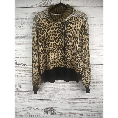 Gimmicks Sweater Womens Large Leopard Print Cowl Neck Knit Pullover Animal Patte - Image 1 of 4