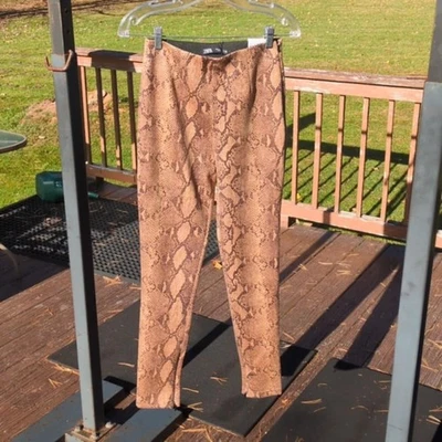 Zara New Snakeskin Leggings Sz Med Western Cowgirl Southwest Mobwife Ankle Zipp - Image 1 of 4
