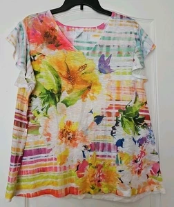 Time And Tru Top Damen Blumen Strass mehrfarbig XL 16-18 neu mit Etikett 967 - Bild 1 von 8