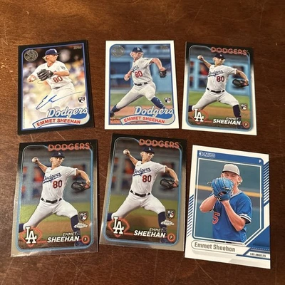 Emmet Sheehan 2024 Topps 1989 Black #89BA-ES AUTO RC /199 & 5 other RC Dodgers  - Image 1 of 4