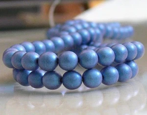 Cuentas de vidrio checo azul gamuza 6 mm 25 piezas cuentas redondas lisas Druk #GAR - Imagen 1 de 3