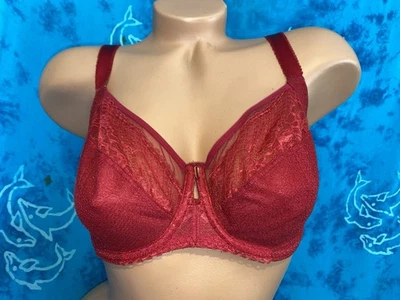 Sujetador Fantasie 100601 Rojo Profundo Encaje Ann-Marie Cobertura Completa Soporte Lateral 32G EE. UU. Foto 1 de 4