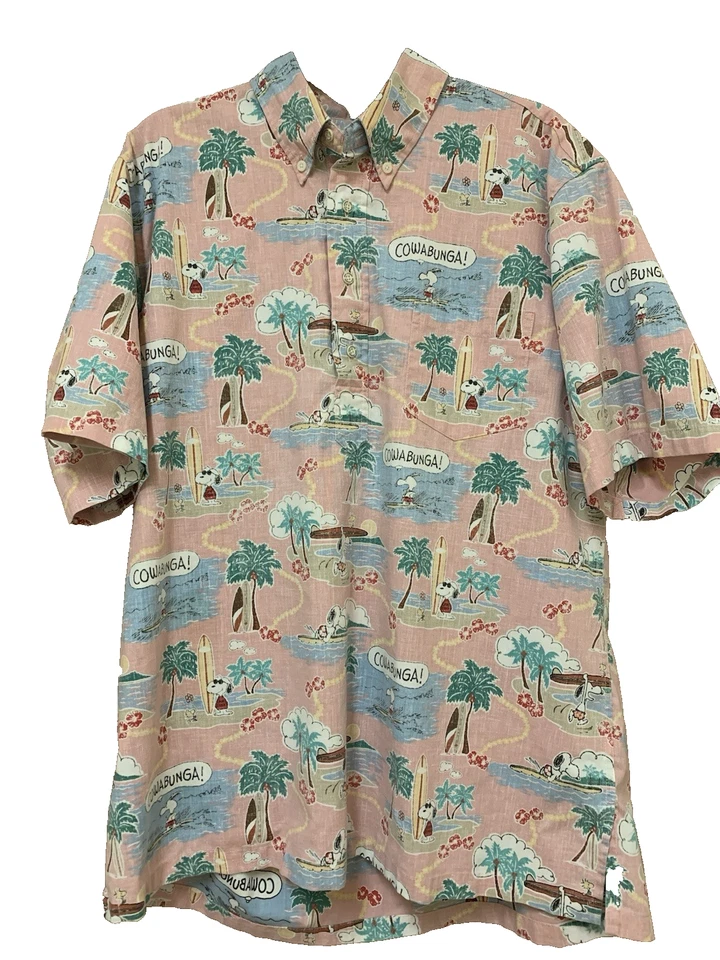 Reyn Spooner Peanuts Surfin’ Snoopy Classic Fit Popover Hawaiian Shirt L - Image 1 of 4