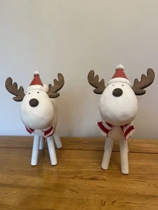 2 x  Wooden Reindeer Christmas Decorations Ornament Display Rustic Xmas Cute - Picture 1 of 5