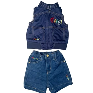 Completo bambino Coogi 0-6M - set pantaloncini e gilet denim raro stile vintage hip hop Y2K - Foto 1 di 10