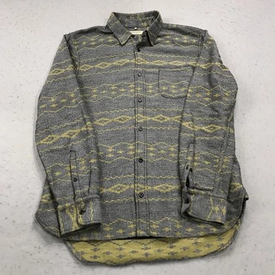 Levis Shirt Mens 2 Gray Yellow Made and Crafted Aztec Portugal Cotton Casual - Image 1 of 4