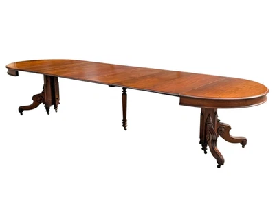 Antigua mesa de comedor victoriana 1870 tallada 12 pies extensión renacentista org Foto 1 de 4