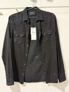 Neu Zara Man Ripped Distressed Denim Jeanshemd Slim Fit Größe S - Bild 1 von 8