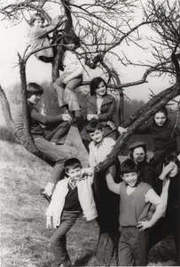 CLASS TRIP IN A TREE Vintage child photo unusual angle outdoor games fun +6405E - Picture 1 of 2