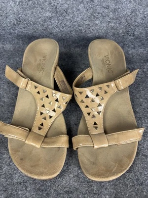 Vionic Shoes Womens Size 7 Beige Wedge Sandals Orthaheel Maggie Leather Cutout - Image 1 of 4