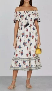 Tory Burch Meadow Folly Cotton Voile Floral Multi Midi Dress M $398 - Picture 1 of 10