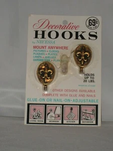 2 Vintage Fleur De Lis Decorative Hooks by Necessa Products Co. DR-90 - Picture 1 of 9