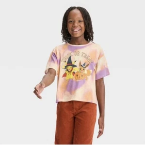 Pokemon Girls Tie Dye Cropped Pikachu Halloween T-Shirt Tee Shirt M(8) NWT - Picture 1 of 6