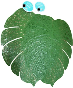 Set 2 Tovagliette Cucina Sottili Same Vinile (12,5"x15") FOGLIE VERDE TROPICALE, GR - Foto 1 di 9